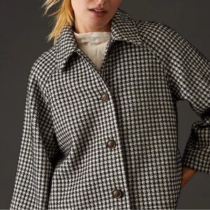 Anthropologie Greylin Cropped Swing Jacket Black White Button Down Size Small